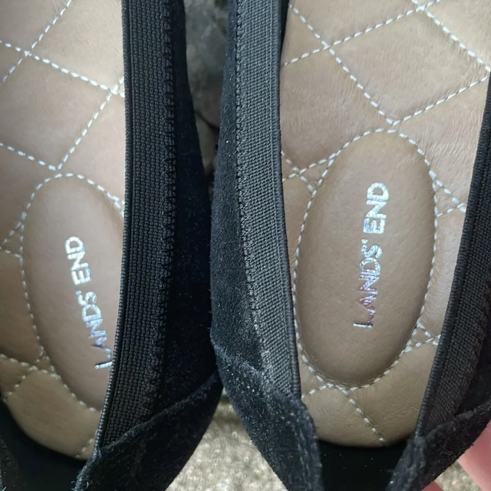 Lands' End Black Suede Wedge Slip-On‎ Shoes